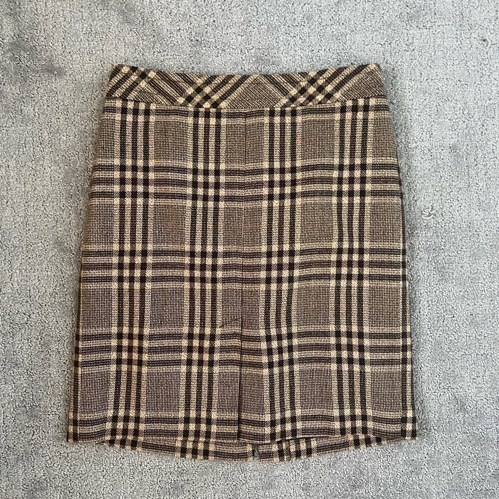 Ann Taylor Brown Plaid Academia Skirt